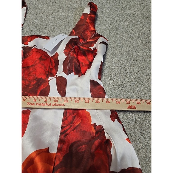 Karen Millen Womens Red Rose Floral‎ Twill Prom Dress Sz 4 Holiday Party NWT - Picture 8 of 9